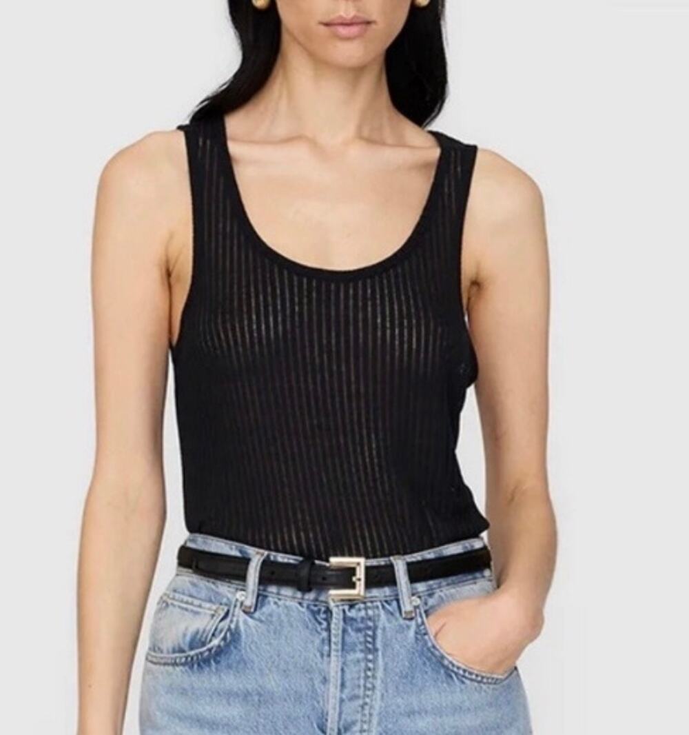 Anine Bing Eugene Ribbed Tank Top In Black